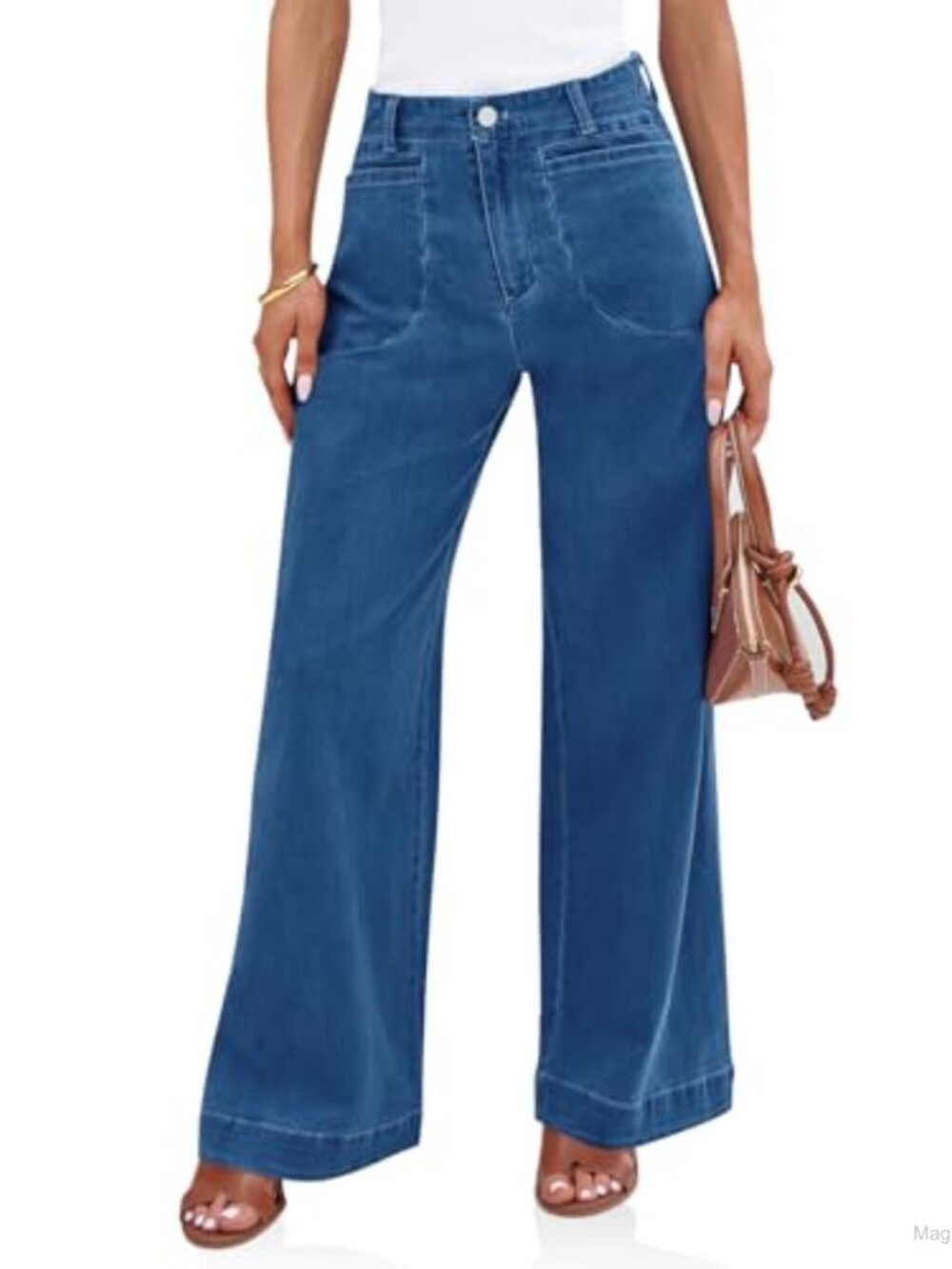 High Rise Wide Leg Baggy Jeans Stretchy Denim Pants